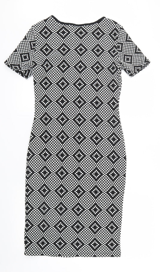 Quiz Womens Black Geometric Shirt Dress Size 12