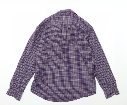 Mens UK Size M EWM Purple Button-Up Long Sleeve Casual Shirt