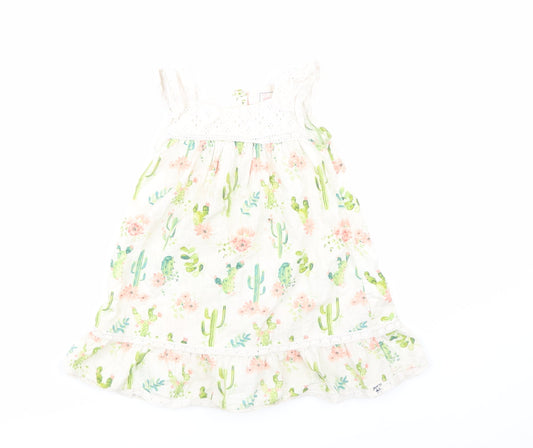 mantanay Beige Floral Skater Dress Size 12-18 Months