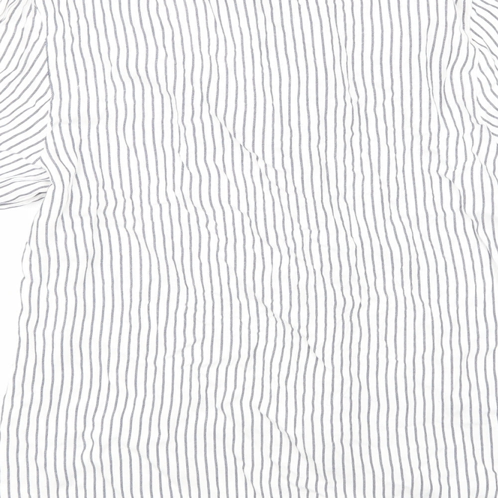 F&F Womens Blue Striped Basic Button-Up Size 12