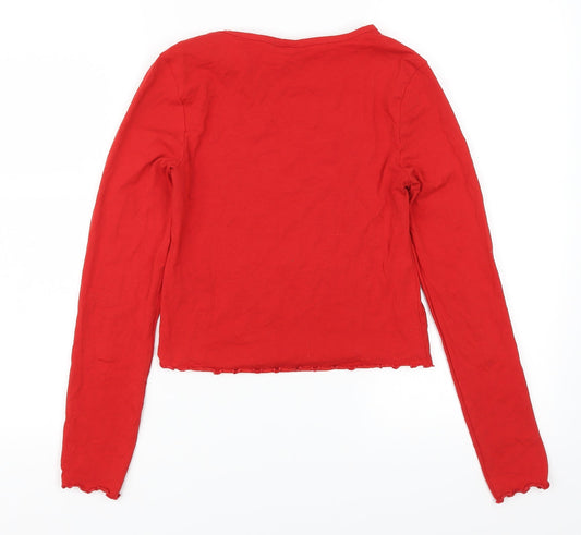 Womens UK Size S H&M Red Cropped T-Shirt