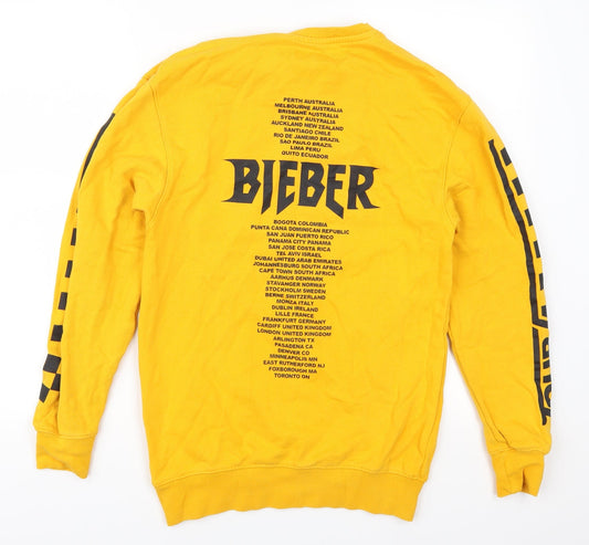 H&M Womens Yellow Pullover Sweatshirt Size XS - Team Bieber Justin Bieber