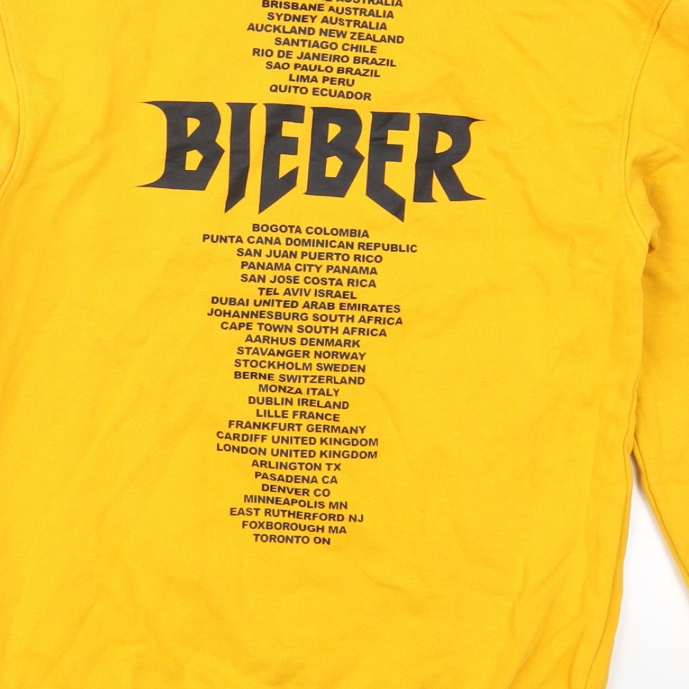 H&M Womens Yellow Pullover Sweatshirt Size XS - Team Bieber Justin Bieber