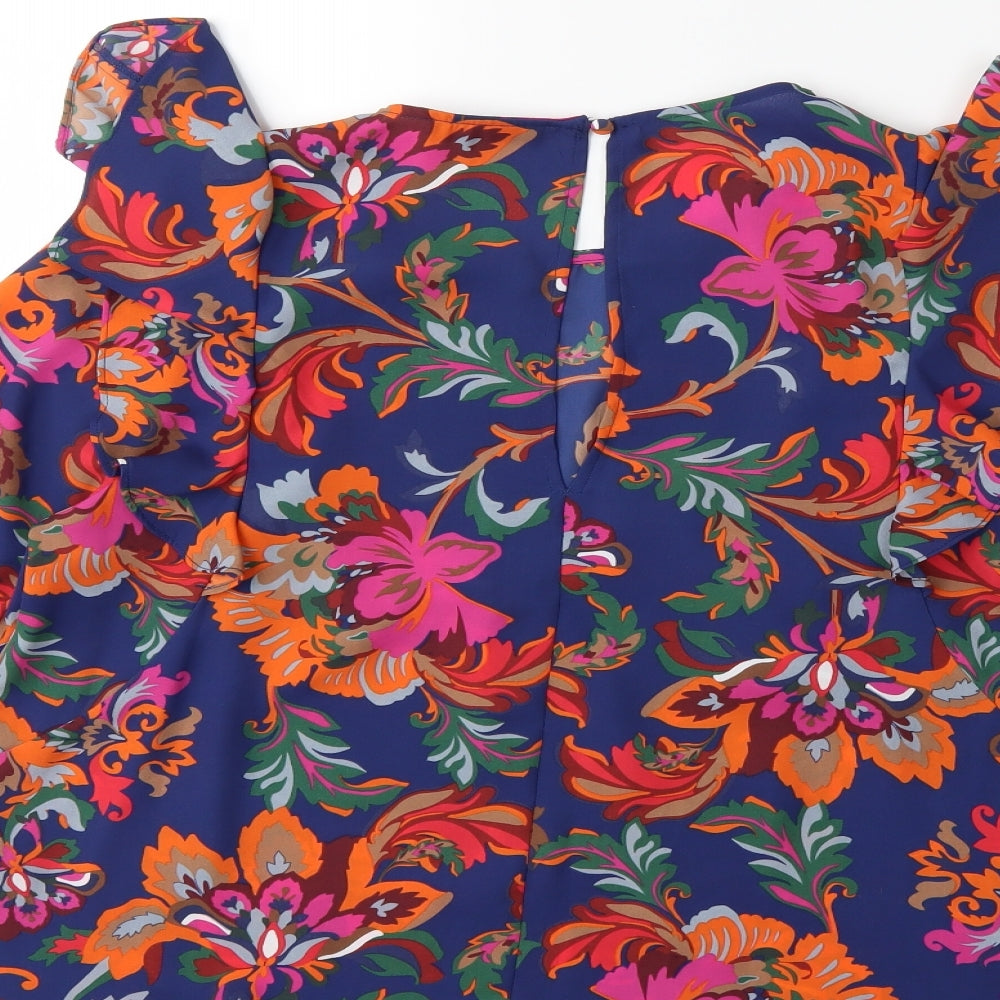 Womens UK Size 14 Papaya Blue Basic Blouse