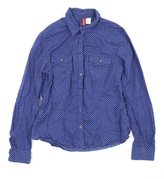 Womens UK Size 8 Divided by H&M Blue Basic Button-Up