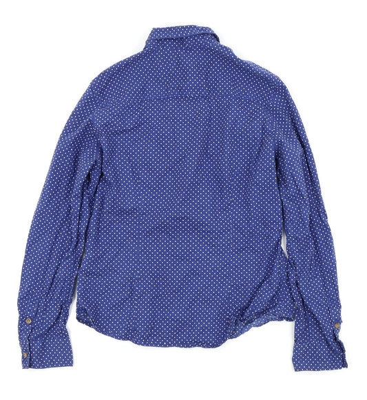 Divided by H&M Womens Blue Polka Dot Basic Button-Up Size 8
