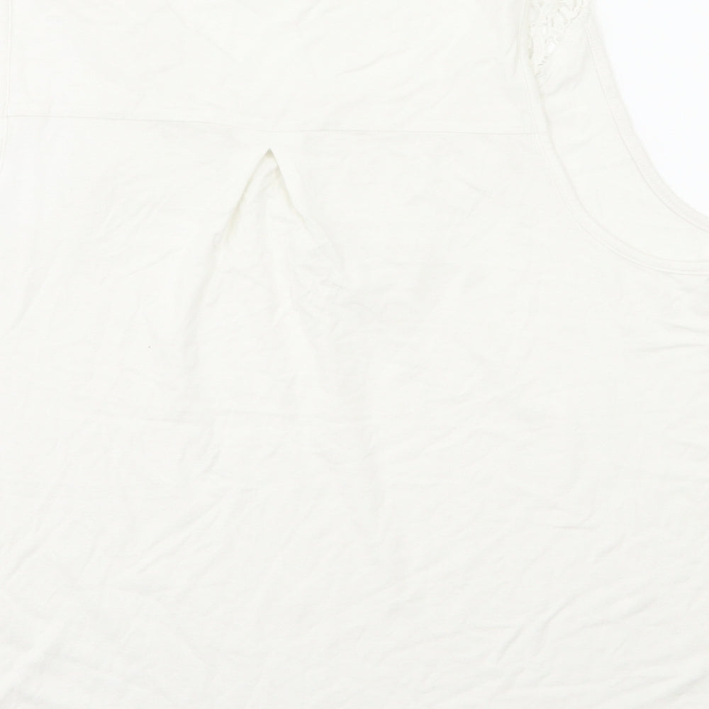 TU Womens White Floral Basic T-Shirt