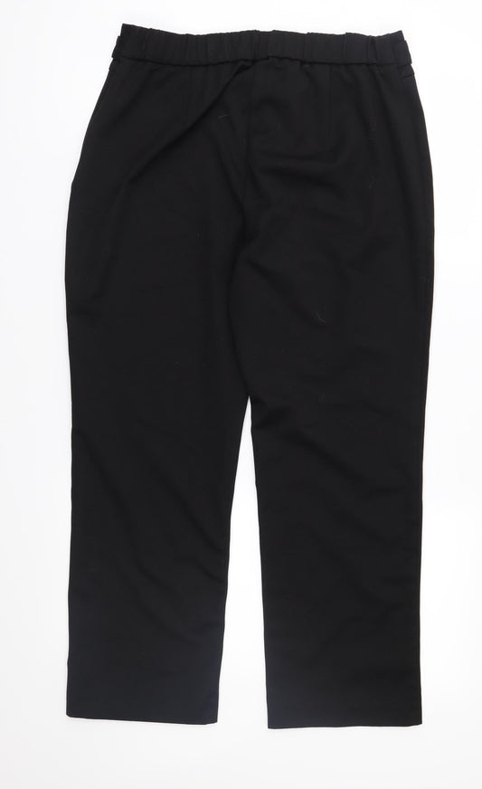 Womens UK Size 14 Preworn Regular Fit Black Trousers