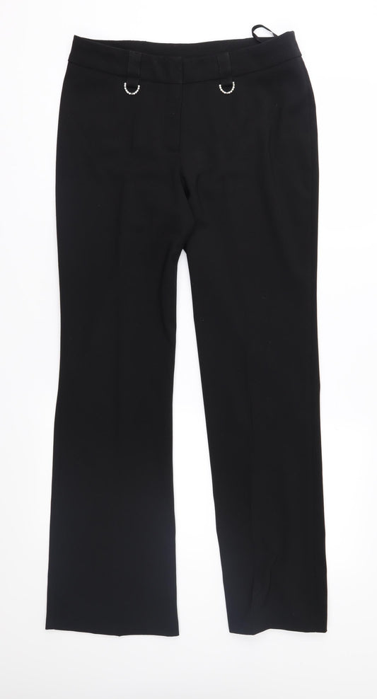 Womens UK Size 10 AMARANTO Regular Fit Black Trousers