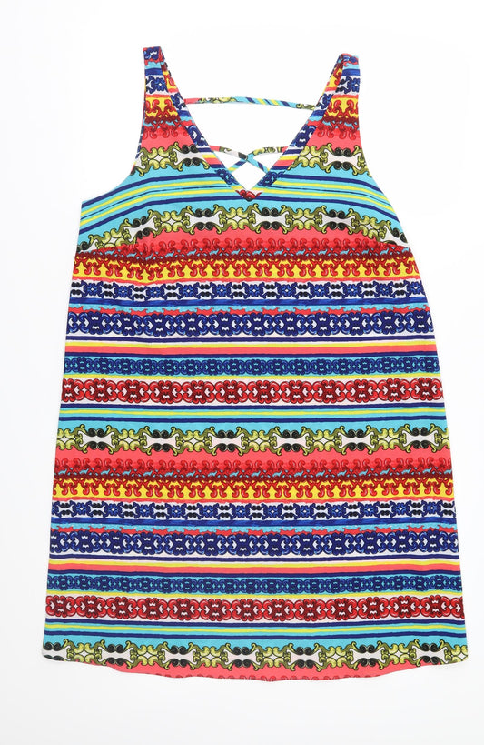 Additional front view of Papaya women’s multicoloured geometric a-line, size UK 14