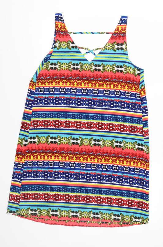 Papaya Womens Multicoloured Geometric A-Line Size 14
