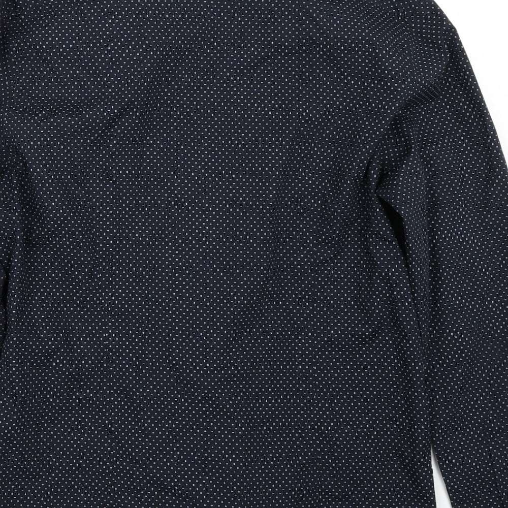 Mens UK Size M H&M Blue Button-Up Long Sleeve Casual Shirt