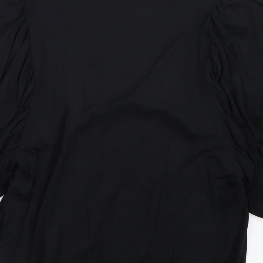 Womens UK Size 12 Warehouse Black Basic T-Shirt