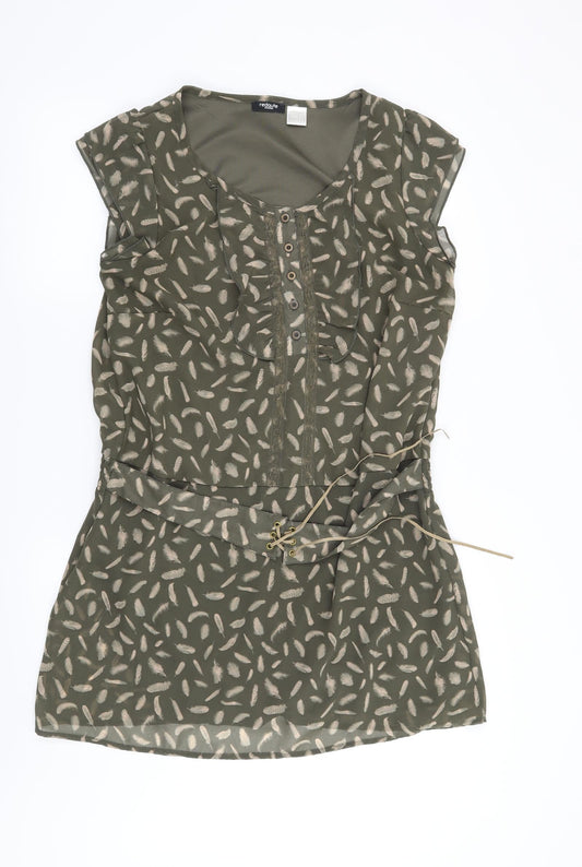 La Redoute Womens Green Geometric Shift Size 14 - Feather Print