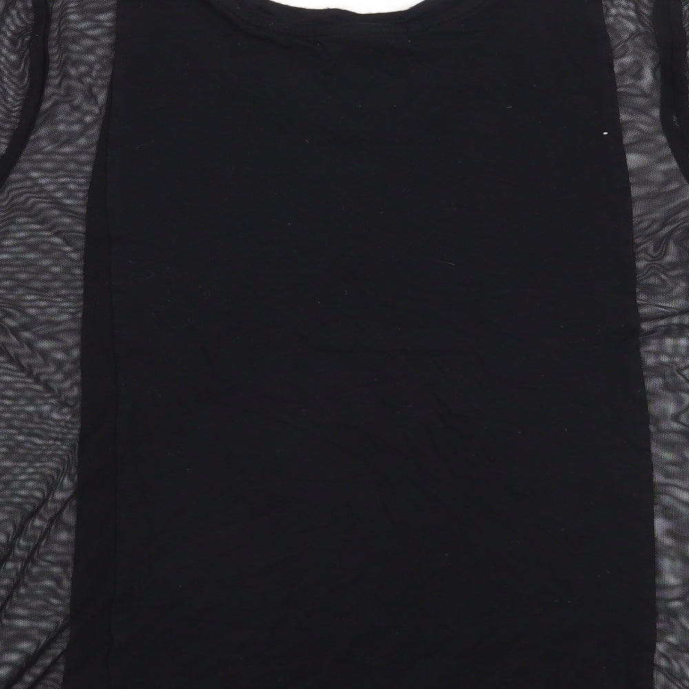 FOREVER 21 Womens Black Basic T-Shirt Size S - Mesh Panel