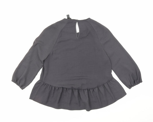 Womens UK Size 12 New Look Grey Tunic Blouse