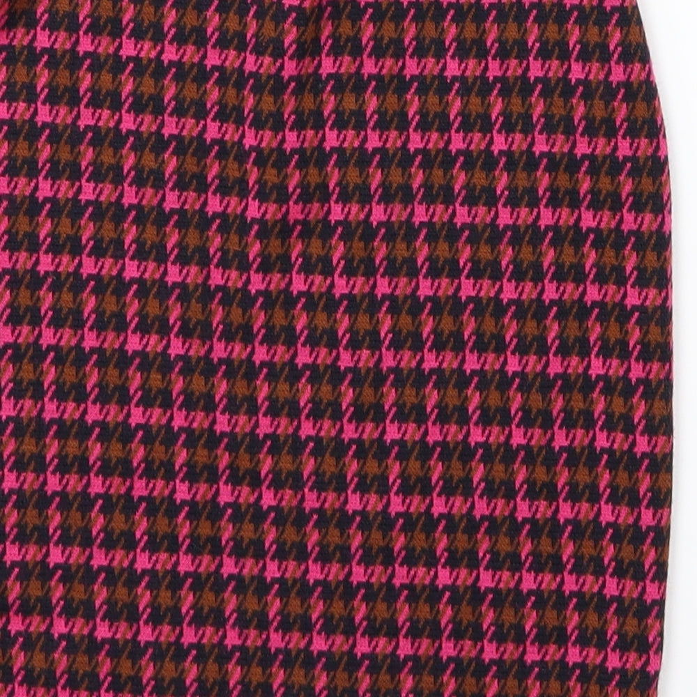 New Look Womens Pink Plaid A-Line Skirt Size 8