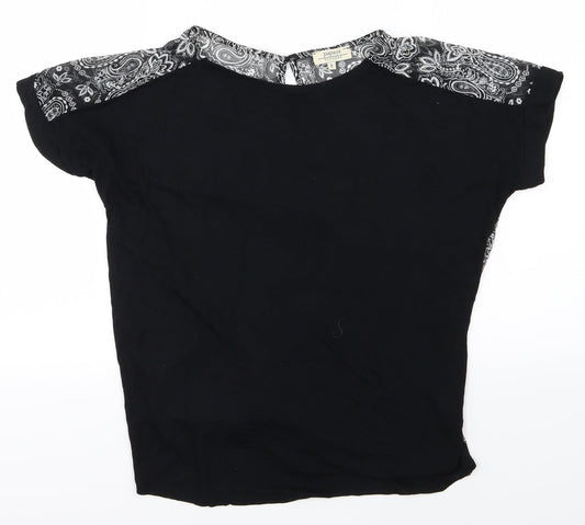 Womens UK Size 8 Papaya Black Basic Blouse