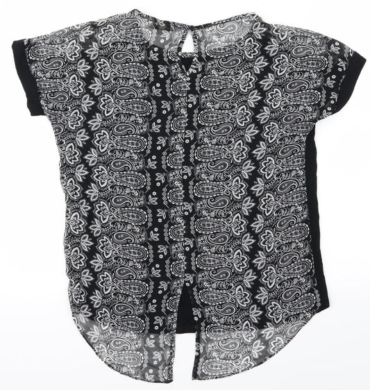Womens UK Size 8 Papaya Black Basic Blouse
