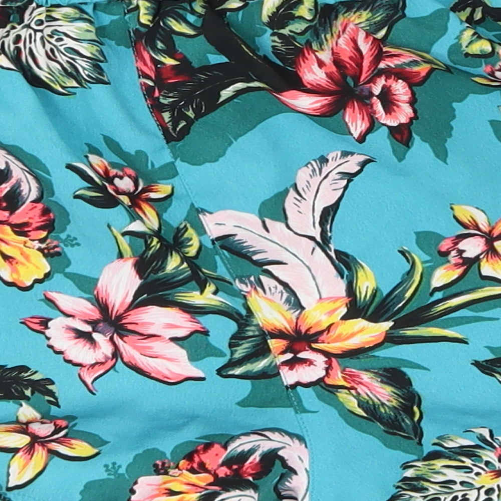 New Look Womens Blue Hot Pants Shorts Size S - Butterflies