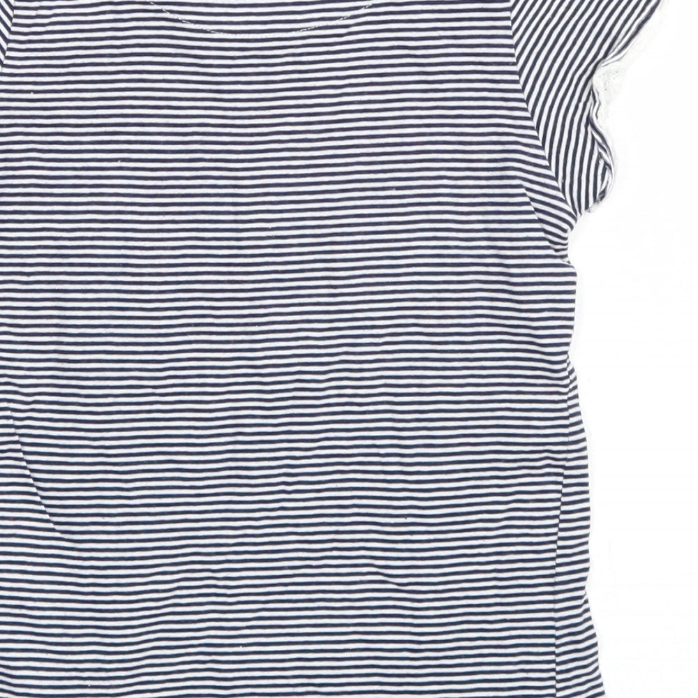 H&M Girls Blue Striped Basic T-Shirt Size 7-8 Years