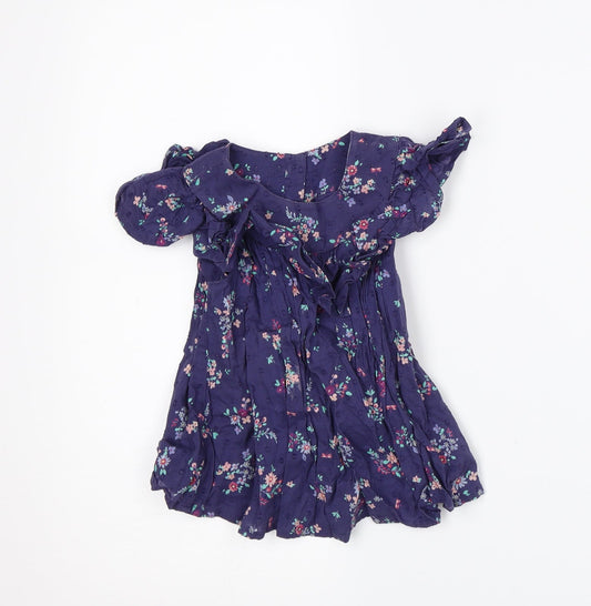 Mothercare Girls Blue Floral A-Line Size 18-24 Months