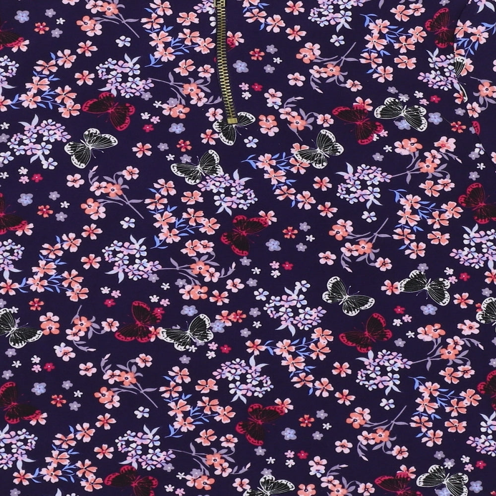 New Look Girls Blue Floral Basic T-Shirt Size 14 Years