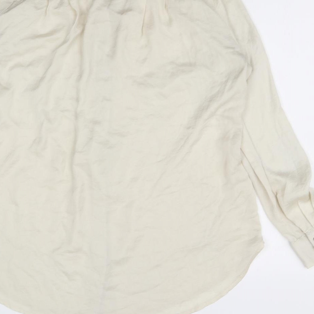 Womens UK Size 8 H&M Beige Basic Button-Up