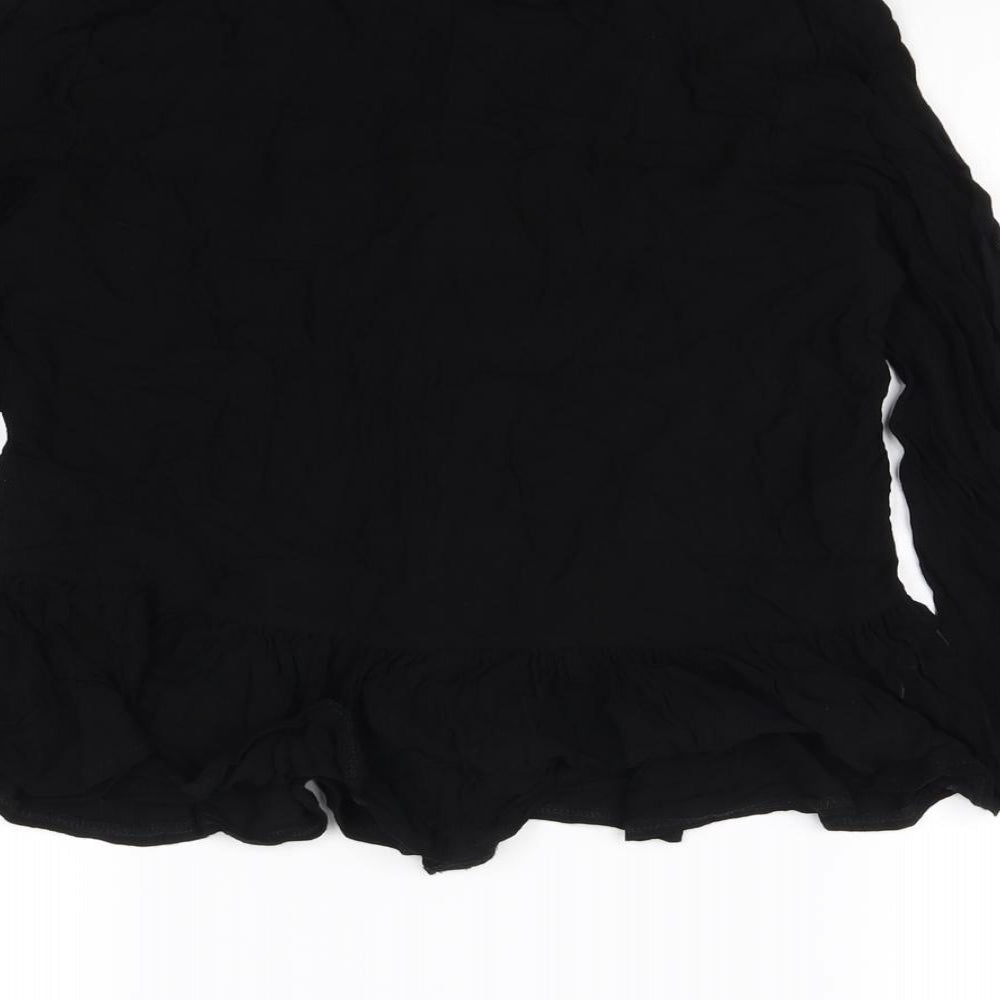 Womens UK Size 8 H&M Black Basic Button-Up