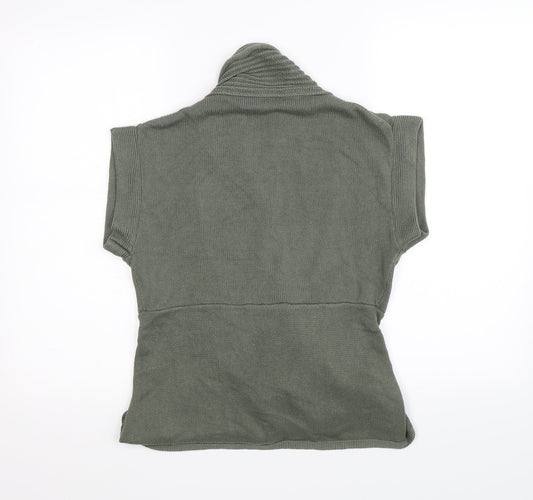 Moda Womens Green Knit Wrap Jumper Size M - waterfall front