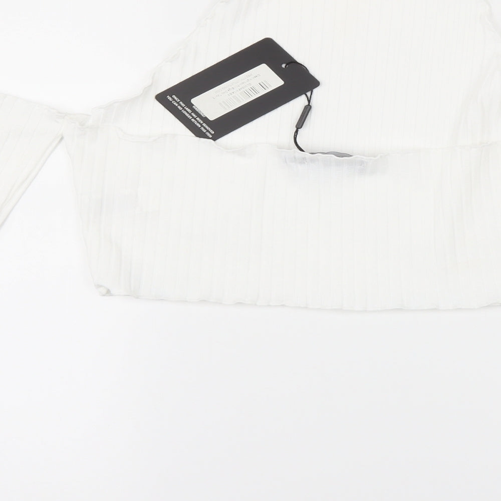 Womens UK Size 16 PRETTYLITTLETHING White Cropped T-Shirt