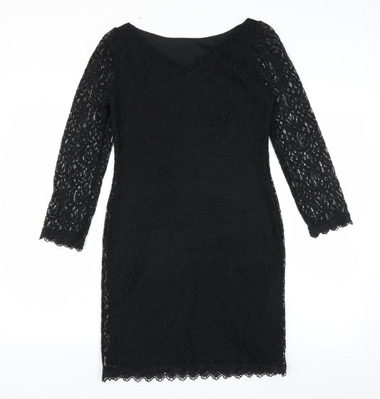 Primark Womens Black Pencil Dress Size 8 - lace detail