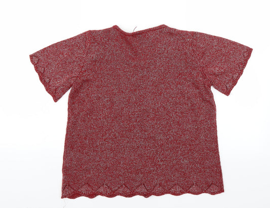 BM Womens Red Pullover Jumper Size S - glittery