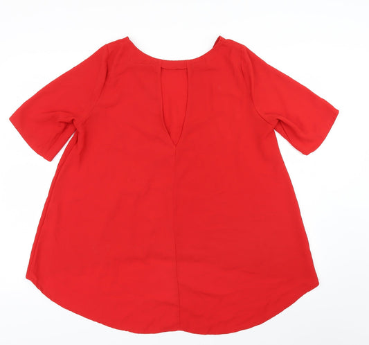 Glamorous Womens Red Basic Blouse Size 10