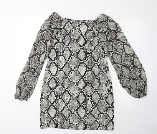 New Look Womens Grey Animal Print Sheath Size 12