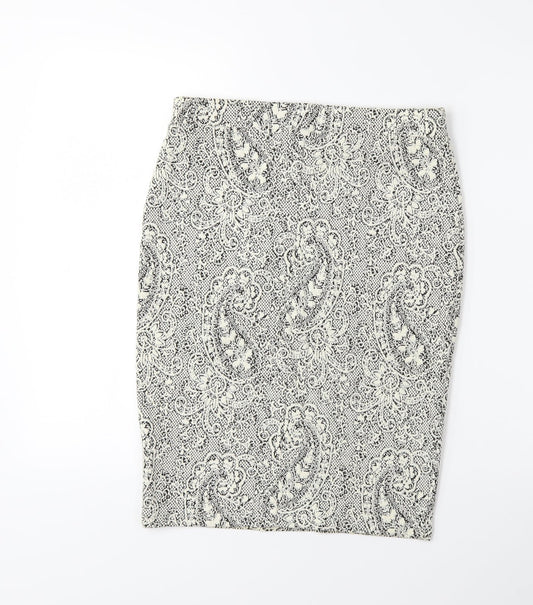 F&F Womens White Floral  Straight & Pencil Skirt Size 12