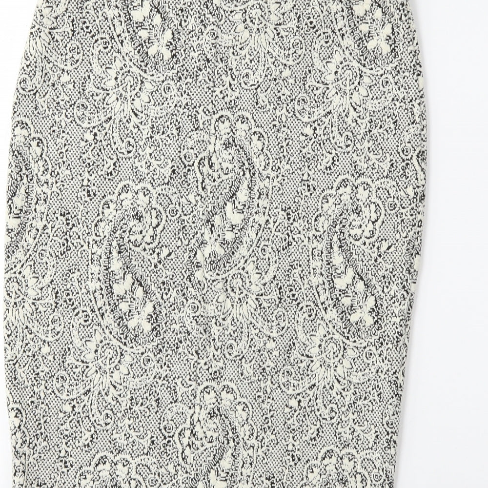 F&F Womens White Floral Straight & Pencil Skirt Size 12