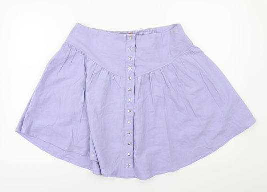 Three People Womens Purple Houndstooth Flare Skirt Size L