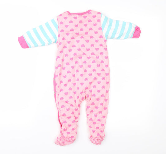Mothercare Girls Pink Striped Basic Coat Snowsuit Size 6-9 Months