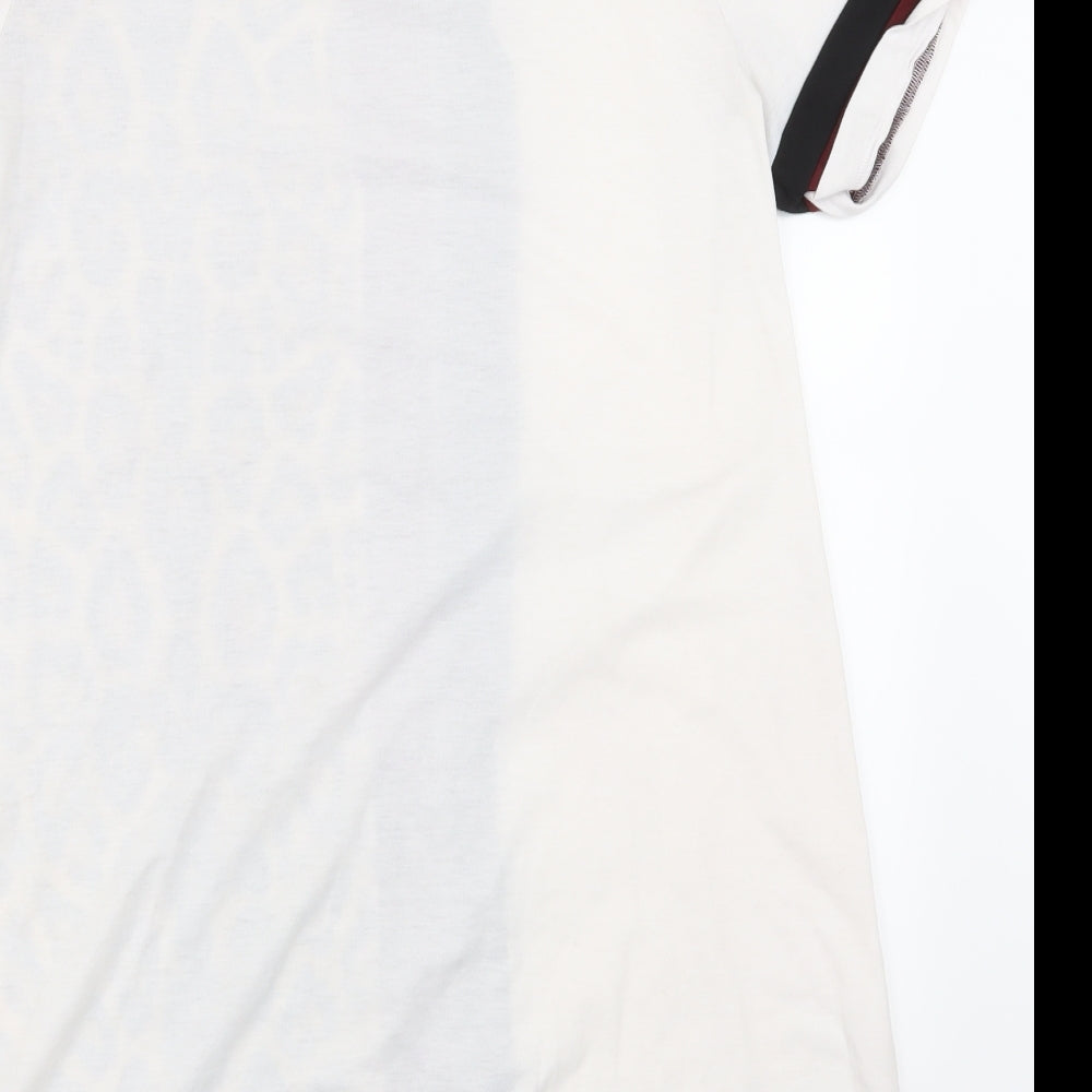 SheIn Womens White Animal Print Basic T-Shirt Size L