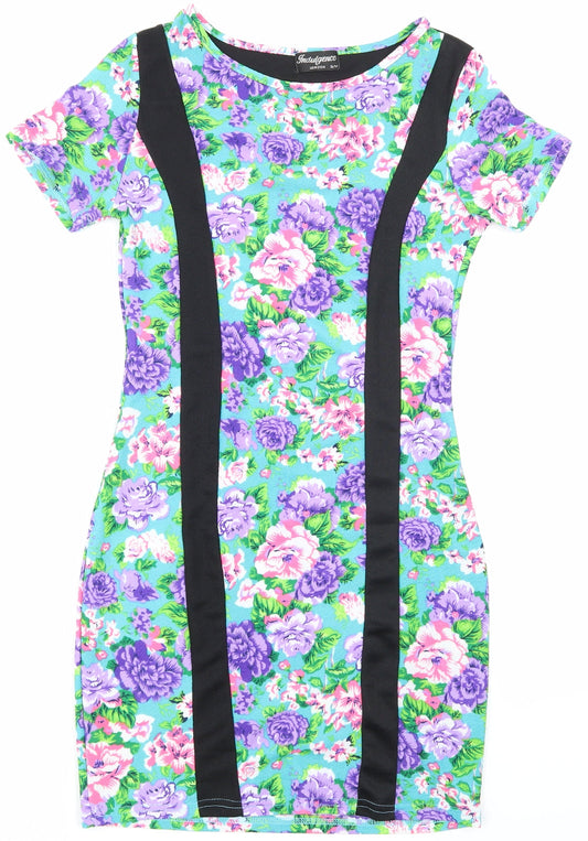 Indulgence London Womens Green Floral Pencil Dress Size S