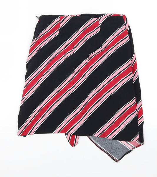 New Look Womens Red Striped Straight & Pencil Skirt Size 6 - Pink