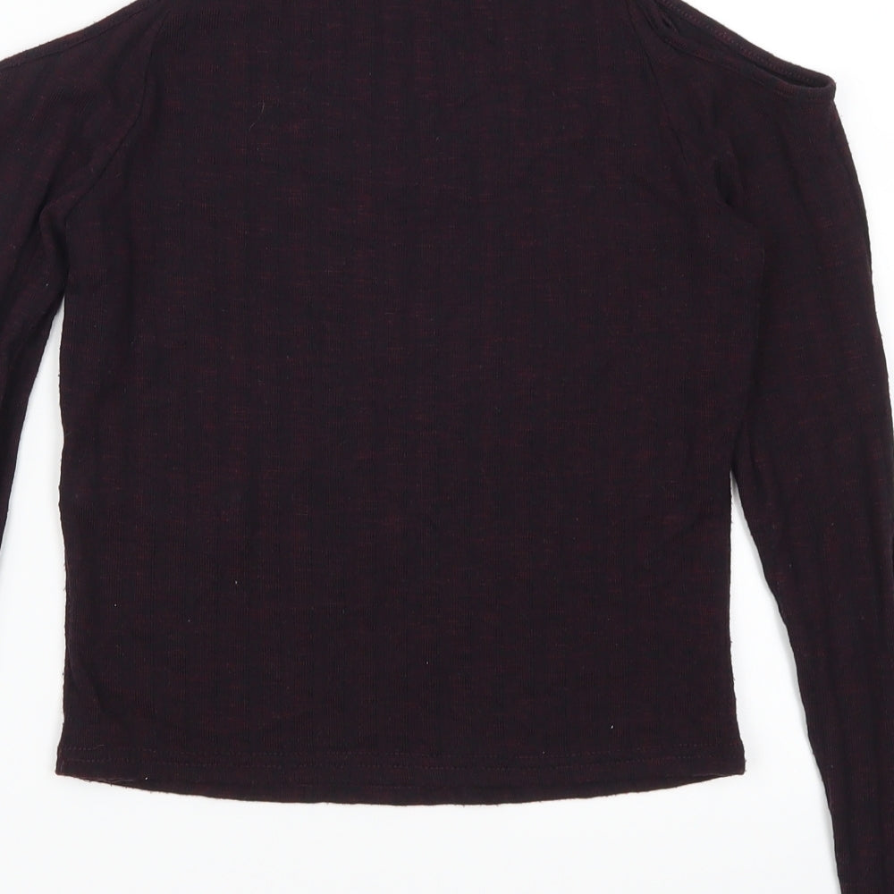 Womens UK Size 8 New Look Purple Cropped T-Shirt