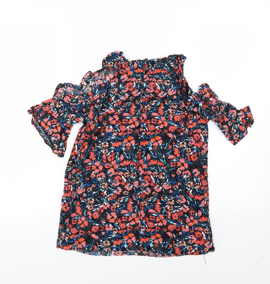 F&F Womens Multicoloured Floral Basic Blouse Size 8 - cold shoudler