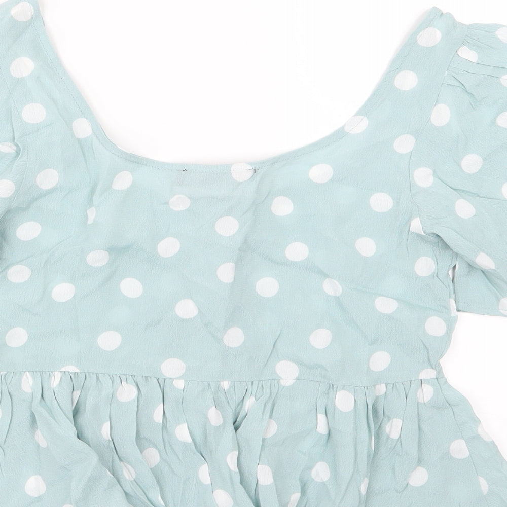 Primark Womens Green Polka Dot Basic Blouse Size 6