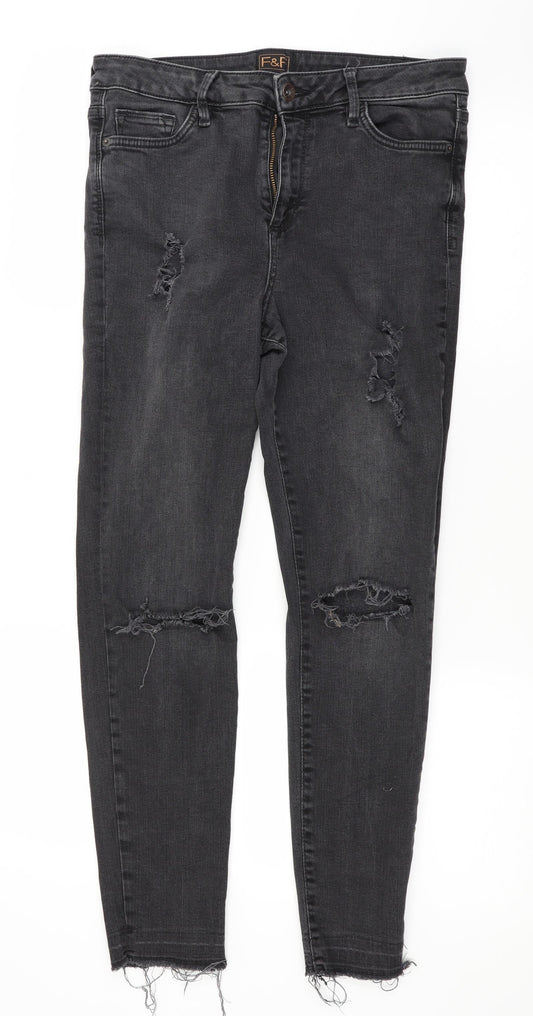 Womens UK Size 30 in F&F Regular Fit Skinny Black Jeans