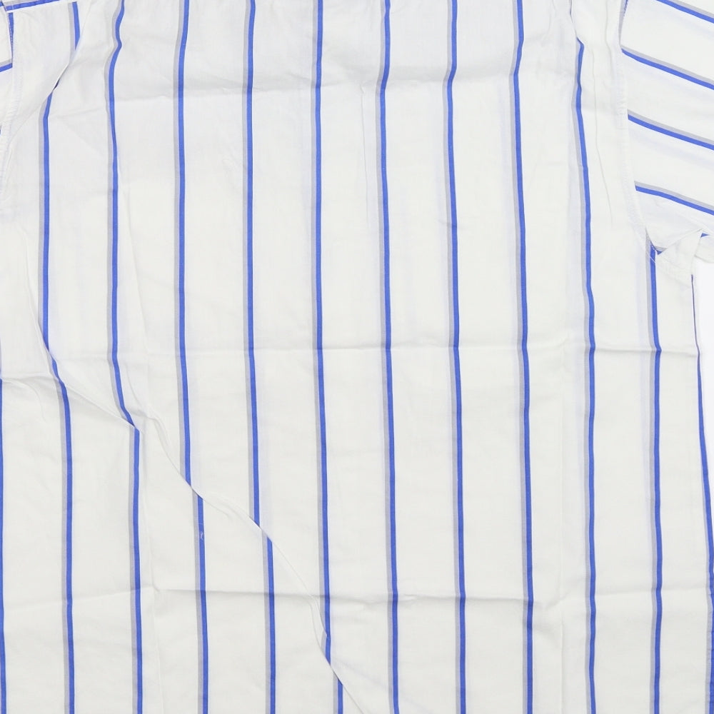 Wide Boy Mens White Striped Button-Up Size M