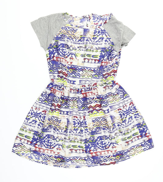 Additional front view of Atmosphere women’s multicoloured geometric fit & flare, size UK 8