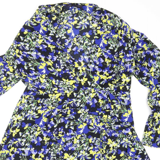 M&S Womens Multicoloured Floral Wrap Blouse Size 8