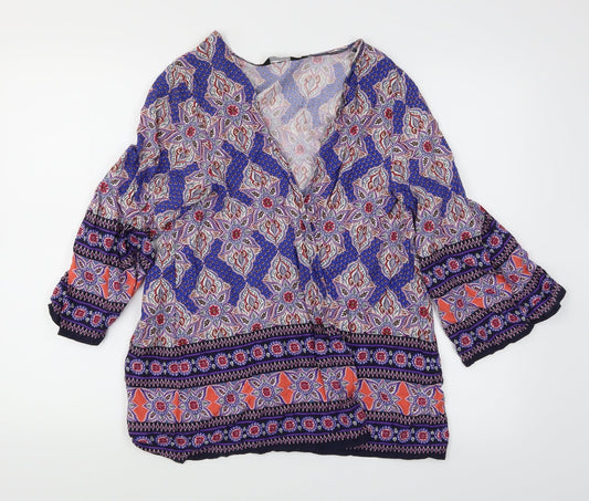 Womens UK Size 8 New Look Multicoloured Wrap Blouse